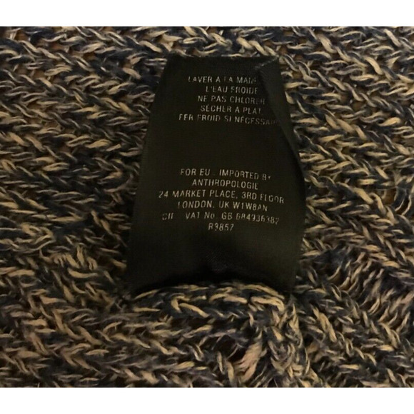 Anthropologie Sparrow Cardigan Sweater Blue Two Tone 3/4 Sleeve Hemp Size Small - Picture 5 of 10